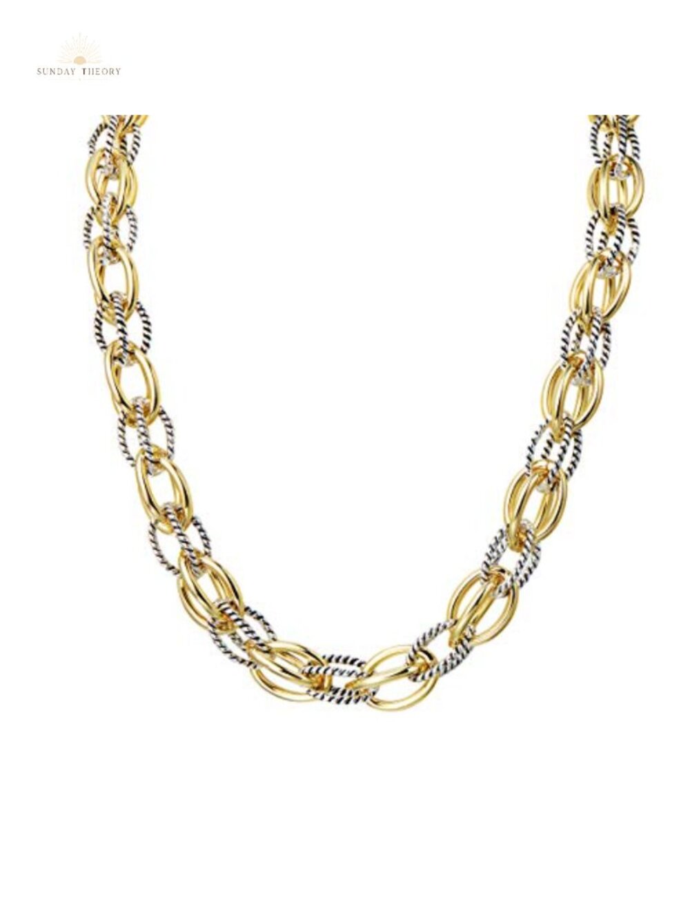 Double Twisted Cable Link Chain Necklace 18 Inch Toggle Clasp